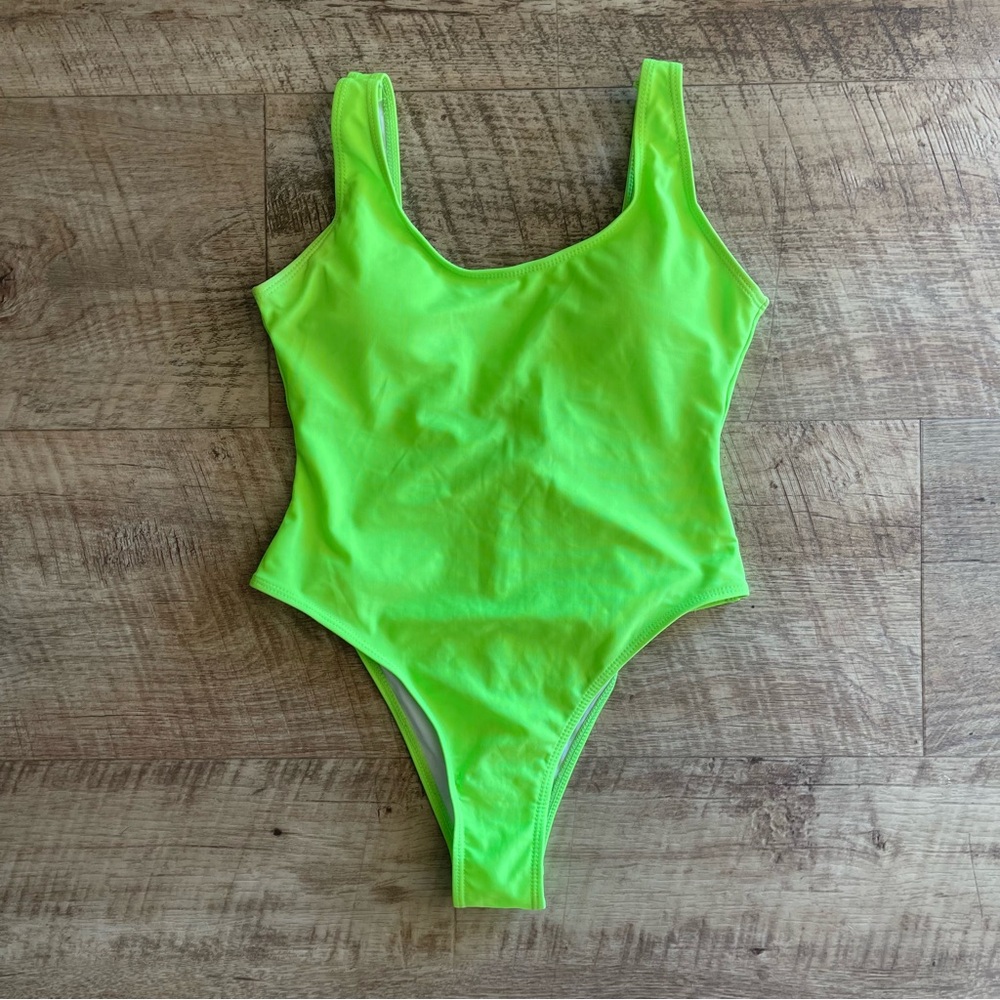 Vibrant Neon Green Womans Cheeky Leotard